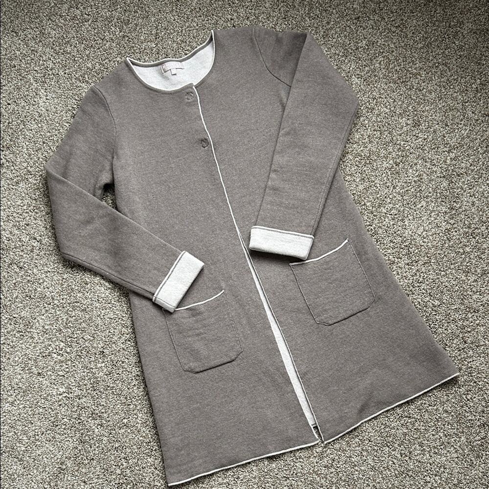 Benedetta B. Tan Ivory Merino Wool & Cashmere Cardigan with Pockets, Size M